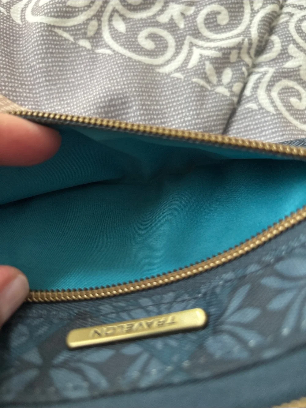 Travelon Blue Floral Zip-Around Wallet with Front Pocket